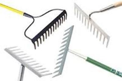 lawn rake and a leaf rake